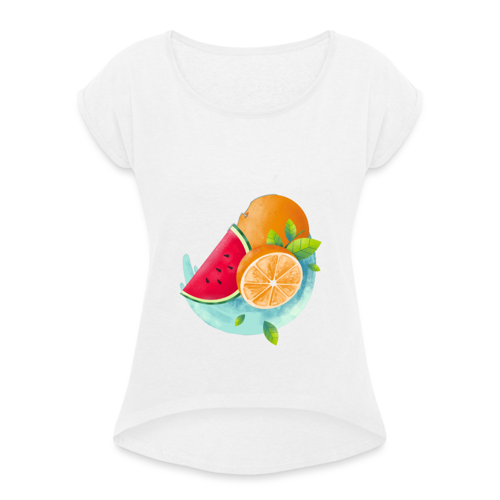 Women’s T-Shirt with rolled up sleeves - white