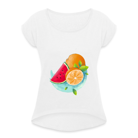 Women’s T-Shirt with rolled up sleeves - white