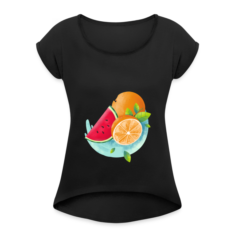 Women’s T-Shirt with rolled up sleeves - black