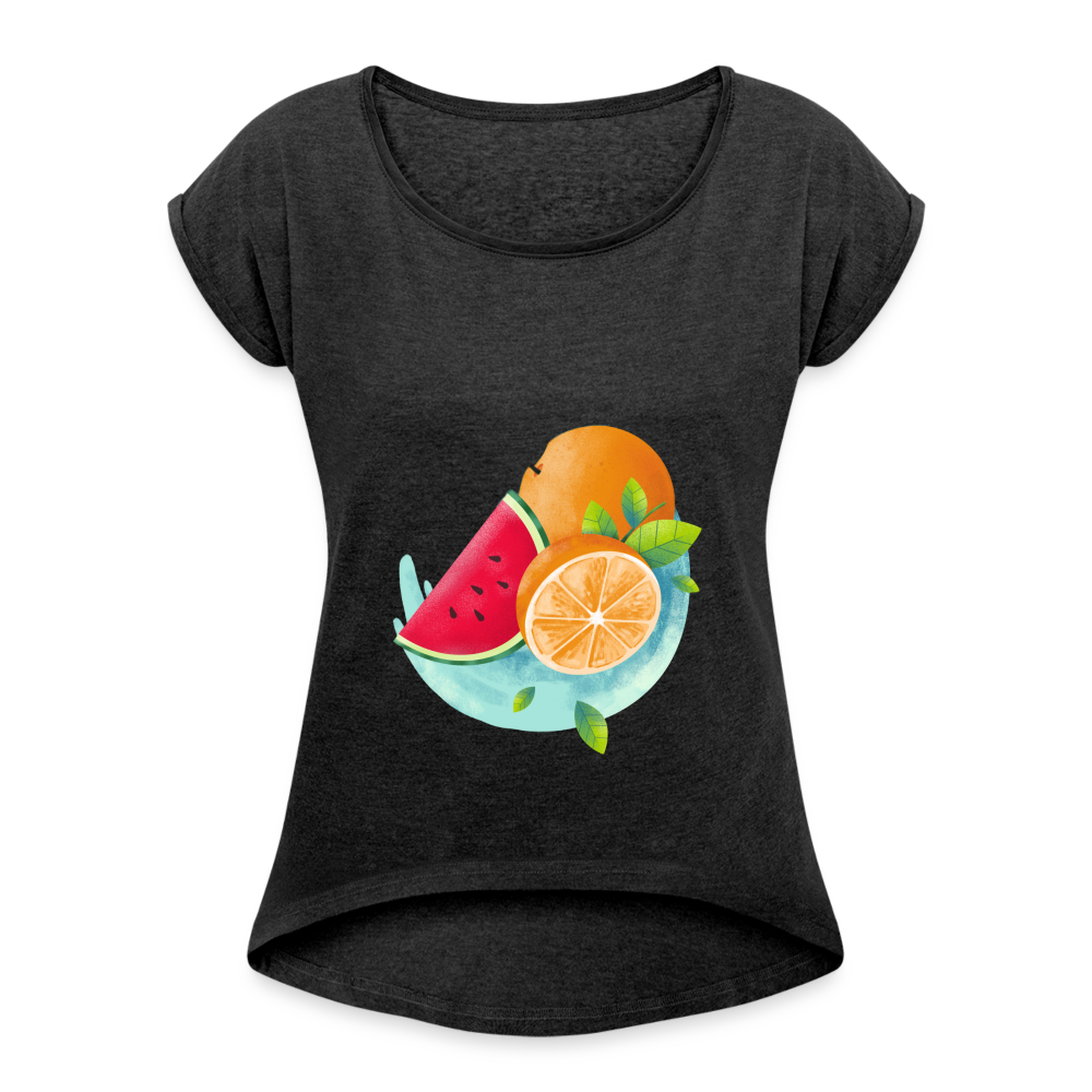 Women’s T-Shirt with rolled up sleeves - heather black