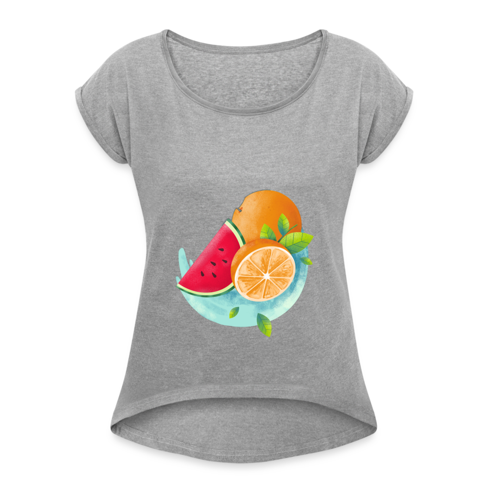 Women’s T-Shirt with rolled up sleeves - heather grey