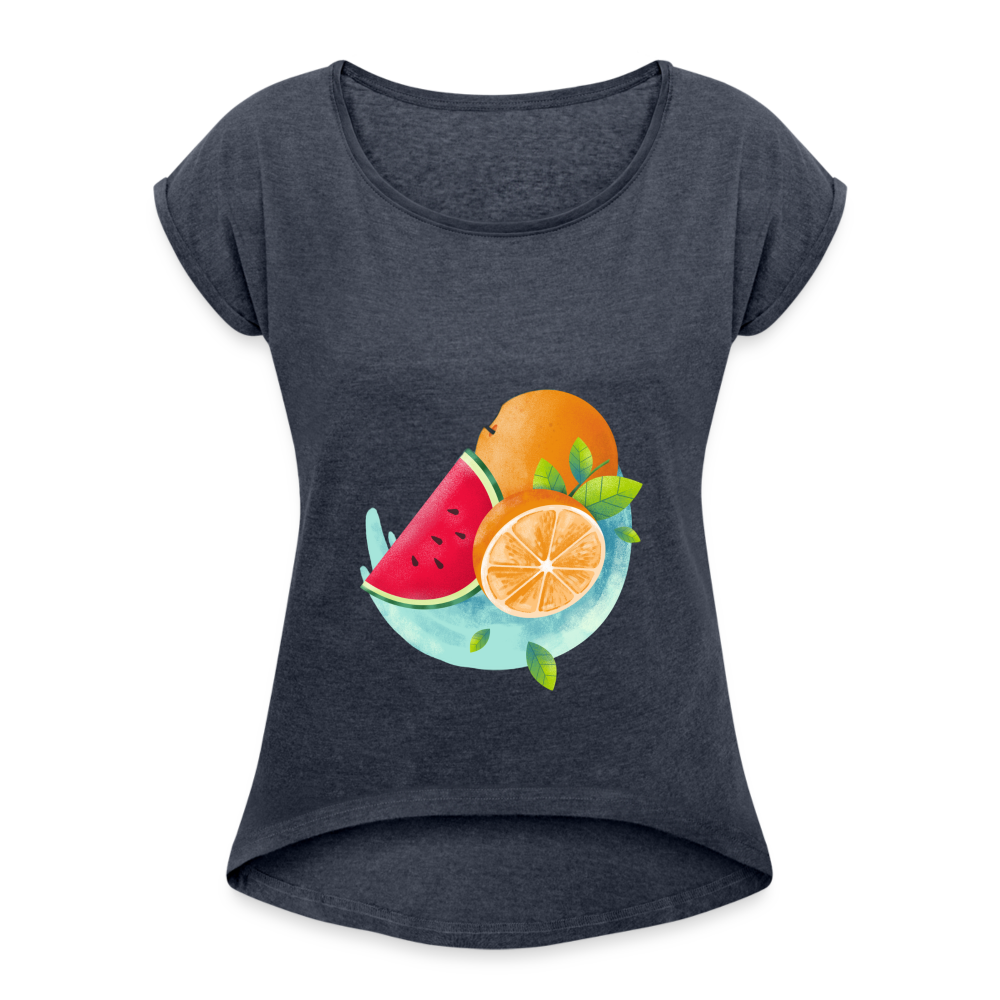 Women’s T-Shirt with rolled up sleeves - heather navy