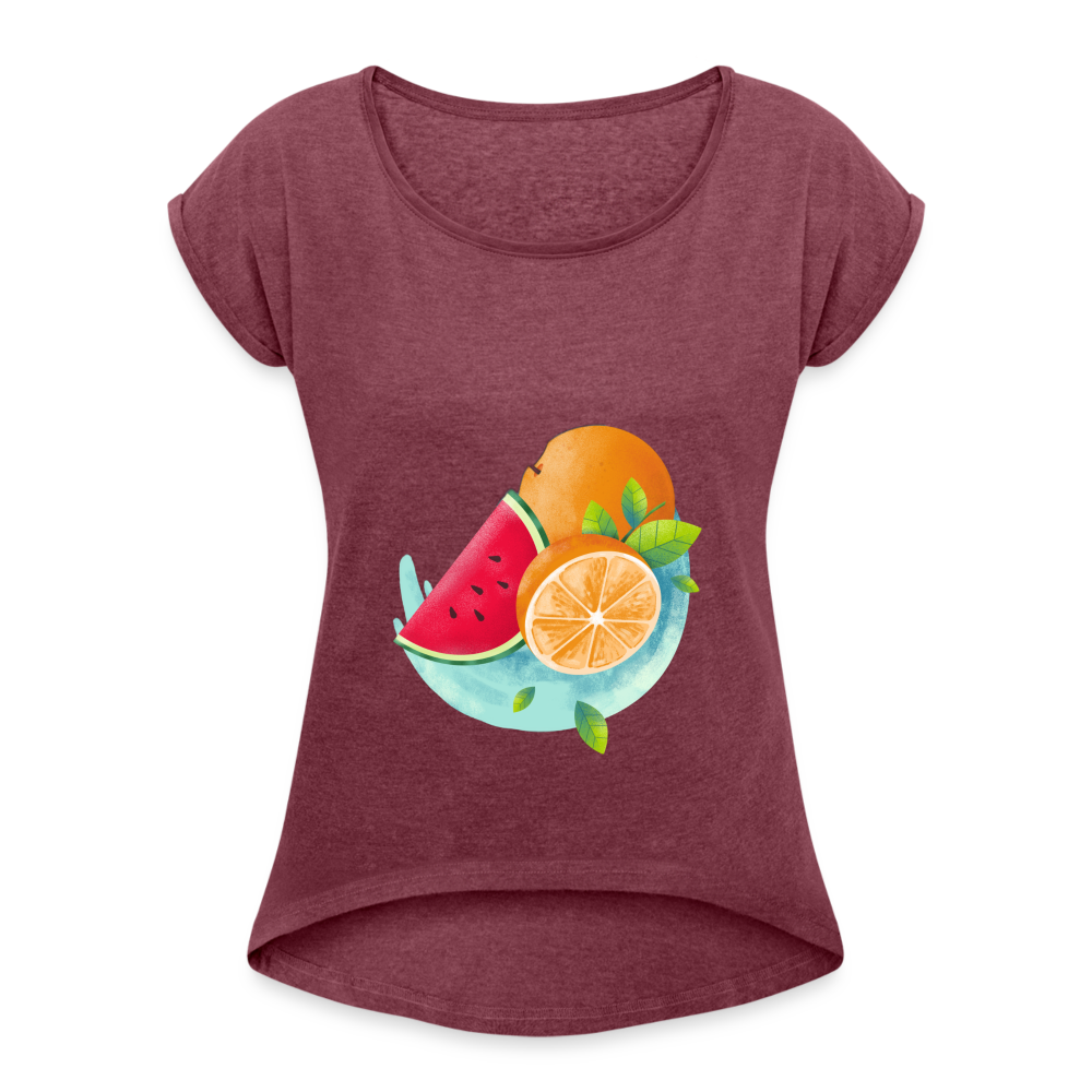 Women’s T-Shirt with rolled up sleeves - heather burgundy