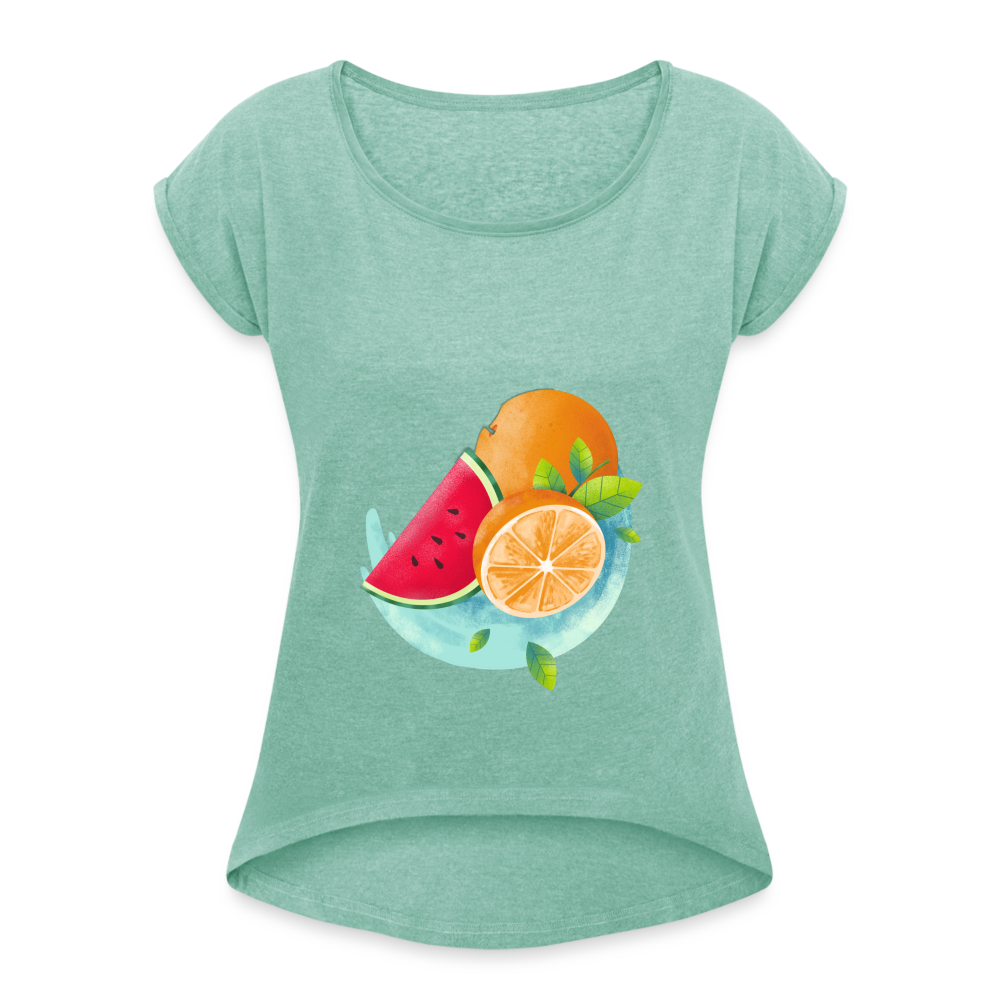 Women’s T-Shirt with rolled up sleeves - heather mint