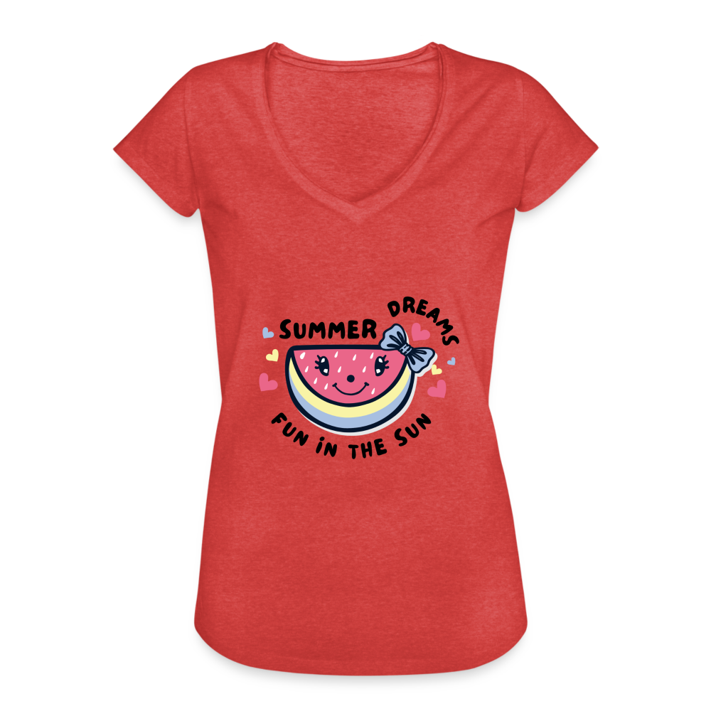 Women’s T-Shirt with rolled up sleeves - heather red